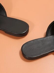 2025 秋季女士时尚尖头黑色绒面革一脚蹬平底鞋，日常穿着，透气软底，欧码 35-45，春夏 - 黑色 - 查看 8