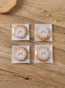 100pcs Plastic Packaging Bag, Clear Self-adhesive Food Storage Bag For Kitchen - White - View 4