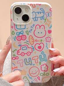 Husă pentru telefon cu desene animate și model de flori, compatibilă cu iPhone 15/15Pro/15Plus/15Promax - Multicolor - Vizualizare 1