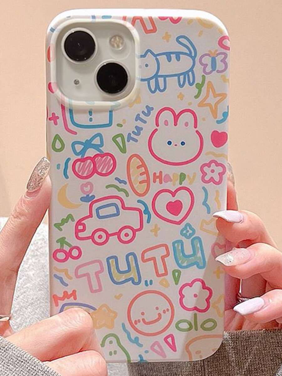 Husă pentru telefon cu desene animate și model de flori, compatibilă cu iPhone 15/15Pro/15Plus/15Promax - Multicolor - Vizualizare 1