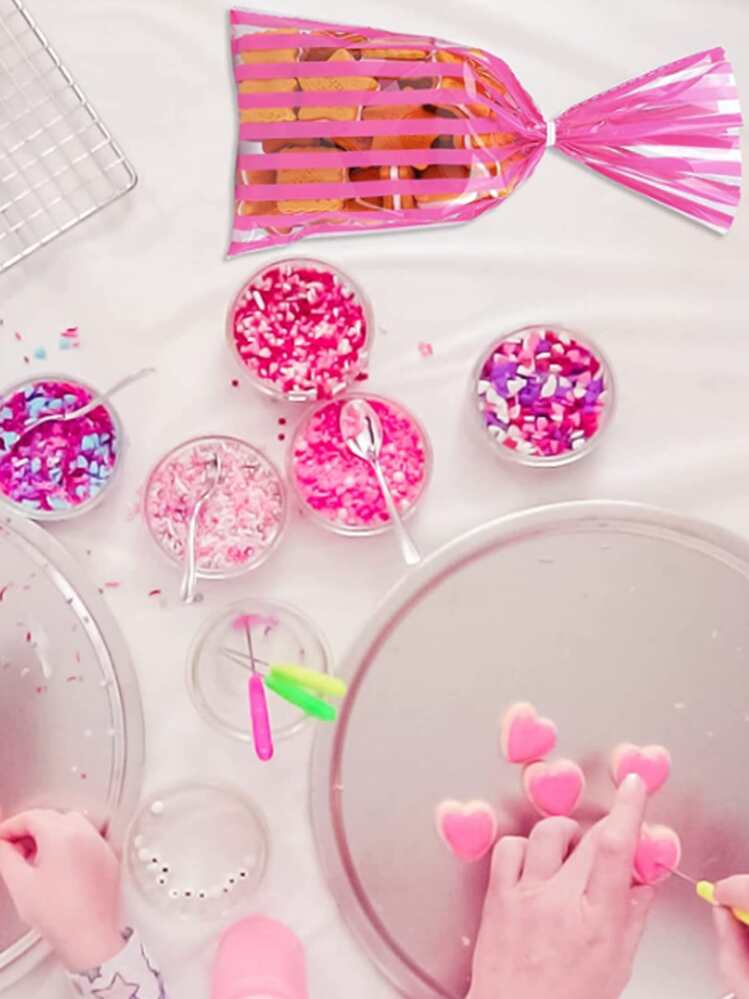 60个/120个/包 糖果、饼干、小零食礼品袋，适用于生日、节日、派对场所、什锦装、婚礼和生日用品、家居和派对装饰 - 玫紅色 - 查看 4