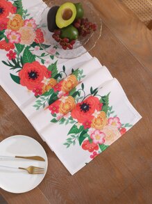 1入組花卉圖案桌巾家用滌綸廚房桌巾 - 彩色 - 查看 4