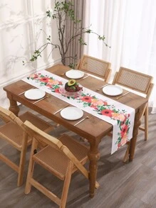 1入組花卉圖案桌巾家用滌綸廚房桌巾 - 彩色 - 查看 5
