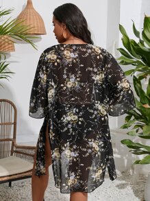 Plus Floral Print Kimono - Multicolor - View 2