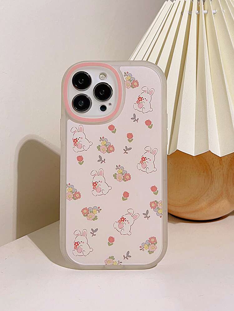 Cartoon Rabbit Pattern Phone Case - Multicolor - View 5