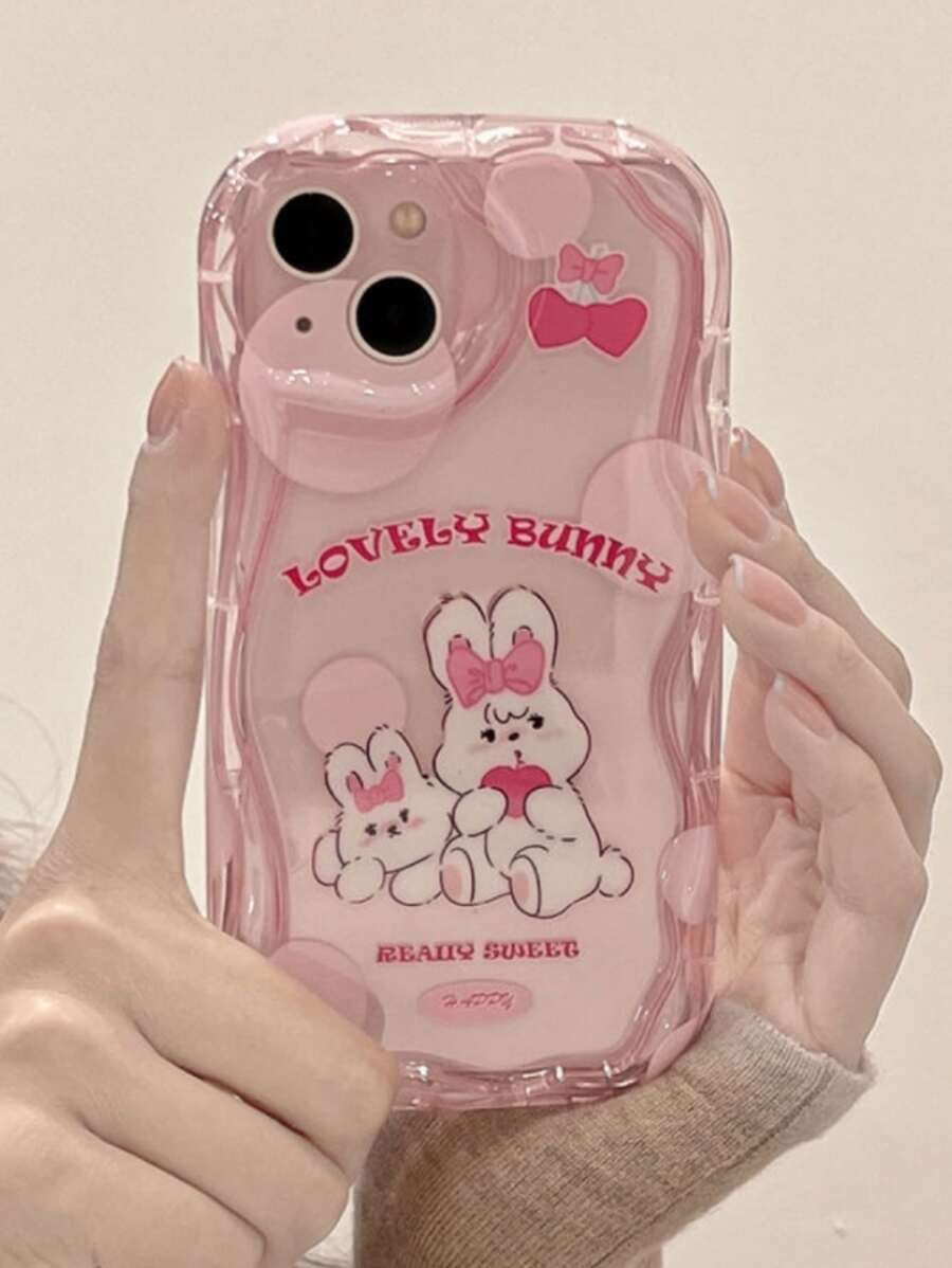 Bow Cartoon Rabbit Pattern Phone Case - Multicolor - View 1