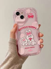 Bow Cartoon Rabbit Pattern Phone Case - Multicolor - View 2