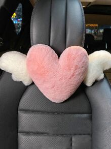 Cute Cartoon Car Headrest, Love Wings Neck Pillow, Neck Support Pillow, Car Interior Accessories, Valentine's Day Gifts - Baby Pink - View 3