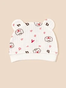 1入組嬰兒卡通印花紗布包被和1入組帽子,多用途室內外嬰兒包被,防滑嬰兒搖籃包被 - 彩色 - 查看 5