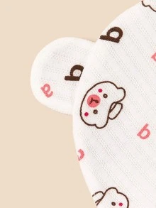 1入組嬰兒卡通印花紗布包被和1入組帽子,多用途室內外嬰兒包被,防滑嬰兒搖籃包被 - 彩色 - 查看 7