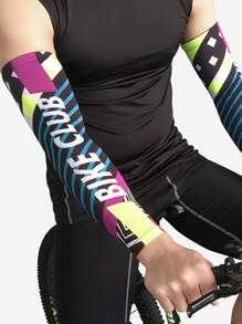 1入組字母圖形運動護腿套，防曬防UV