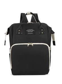 Túi đựng tã Baby Letter Patch Decor - màu đen - Xem 1