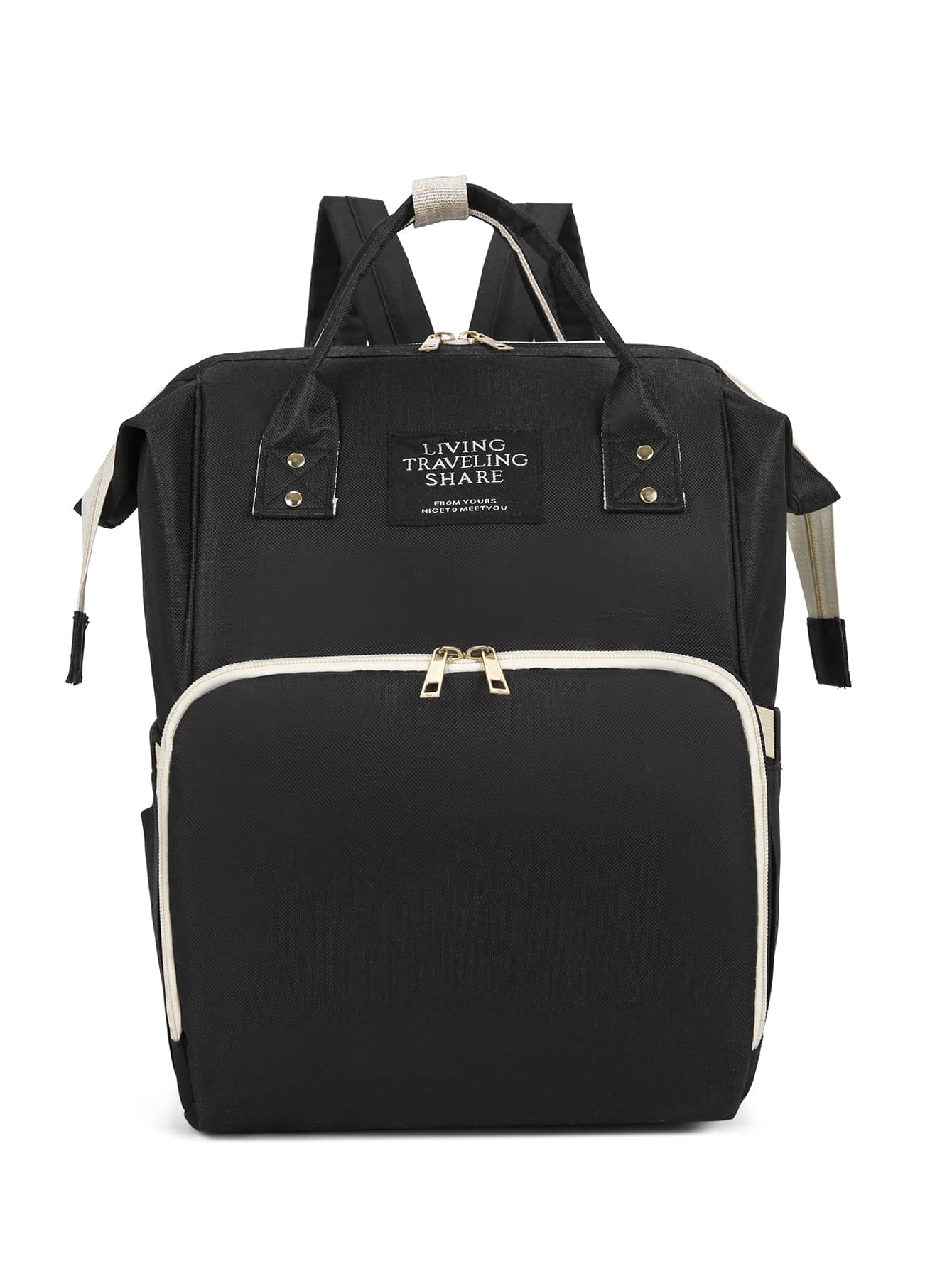 Túi đựng tã Baby Letter Patch Decor - màu đen - Xem 1