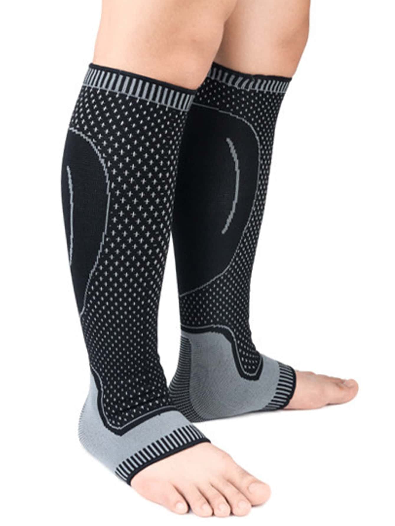 1pc Knitted, Breathable, Pressure Compression Long Leg Sleeve - Grey - View 6