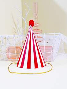 1入組紙帽條紋圖案派對帽 - 彩色 - 查看 1