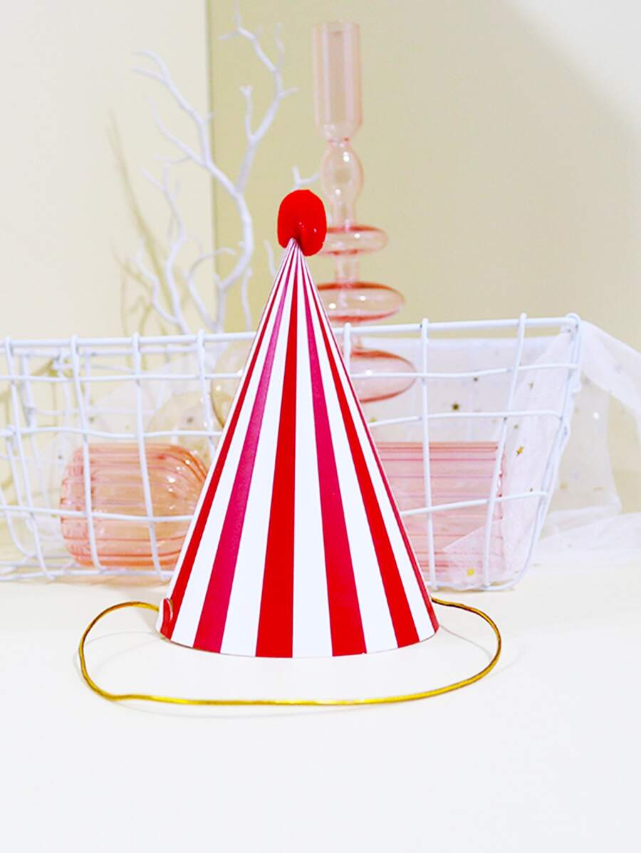 1入組紙帽條紋圖案派對帽 - 彩色 - 查看 1