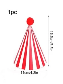 1入組紙帽條紋圖案派對帽 - 彩色 - 查看 3