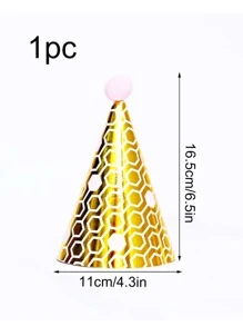 1 Mũ Giấy Họa Tiết Hình Học Pom Pom Trang Trí Tiệc Nón Dự Tiệc Cung Cấp - Nhiều màu - Xem 3
