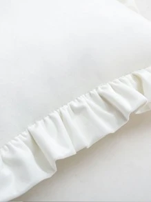 1pc Velvet Ruffled Throw Pillow Cover, Without Pillow Insert - White - View 4