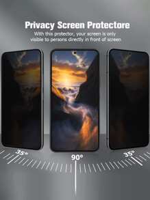 2pcs Screen Privacy Protection Compatible With Samsung/Huawei, Private Screen Protector - Black - View 6