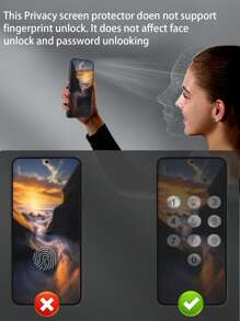 2pcs Screen Privacy Protection Compatible With Samsung/Huawei, Private Screen Protector - Black - View 4