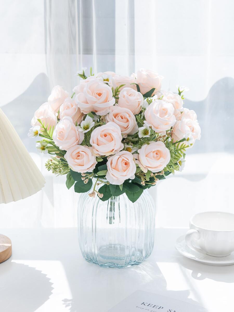 1pc Plastic Artificial Flower Bouquet, Artificial Flower Bundle For Wedding - Multicolor - View 1