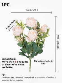 1pc Plastic Artificial Flower Bouquet, Artificial Flower Bundle For Wedding - Multicolor - View 3