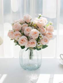 1pc Plastic Artificial Flower Bouquet, Artificial Flower Bundle For Wedding - Multicolor - View 5