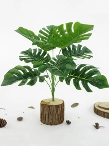 1 nhánh PVC Lá nhiệt đới nhân tạo, Cây giả màu xanh lá cây Cottagecore cho bữa tiệc - màu xanh lá - Xem 1