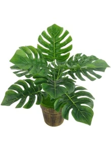 1 nhánh PVC Lá nhiệt đới nhân tạo, Cây giả màu xanh lá cây Cottagecore cho bữa tiệc - màu xanh lá - Xem 2