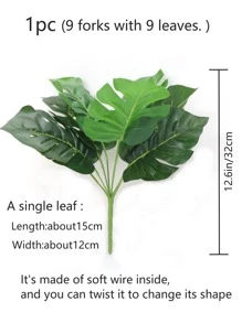 1 nhánh PVC Lá nhiệt đới nhân tạo, Cây giả màu xanh lá cây Cottagecore cho bữa tiệc - màu xanh lá - Xem 3