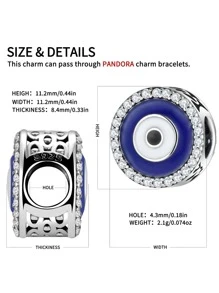 Đá Cubic Zirconia Trang Trí Mắt Bạc Tự Làm Hạt - Màu xanh lam - Xem 3