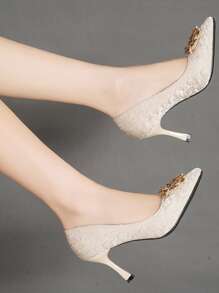 Women's High Heel Shoes With Pointed Toe And Rhinestone Decoration