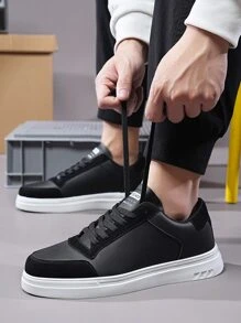 男士字母圖案前綁帶運動戶外運動鞋 - 黑色 - 查看 2