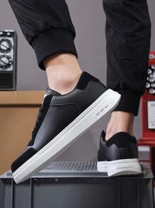 男士字母圖案前綁帶運動戶外運動鞋 - 黑色 - 查看 3