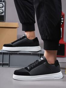 男士字母圖案前綁帶運動戶外運動鞋 - 黑色 - 查看 4