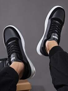 男士字母圖案前綁帶運動戶外運動鞋 - 黑色 - 查看 5