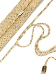 Elegant Tassel Decor Wide Belt for Coats and Dresses - Gold - View 3