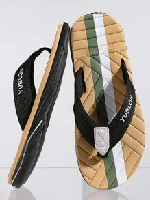 Men Letter Graphic Flip Flops, Fashion Summer Canvas Flip Flops - Multicolor - View 4