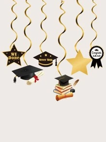 12pcs/set Paper Hanging Swirl Decoration, Graduation Hat Design Hanging Decoration For Graduation Party - Multicolor - View 1