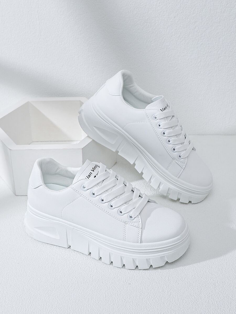 Alan Vincent 女士字母圖案前綁帶休閒運動板鞋