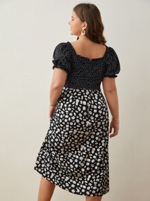 SHEIN Frenchy 大碼小雛菊高衩連衣裙 - 彩色 - 查看 7