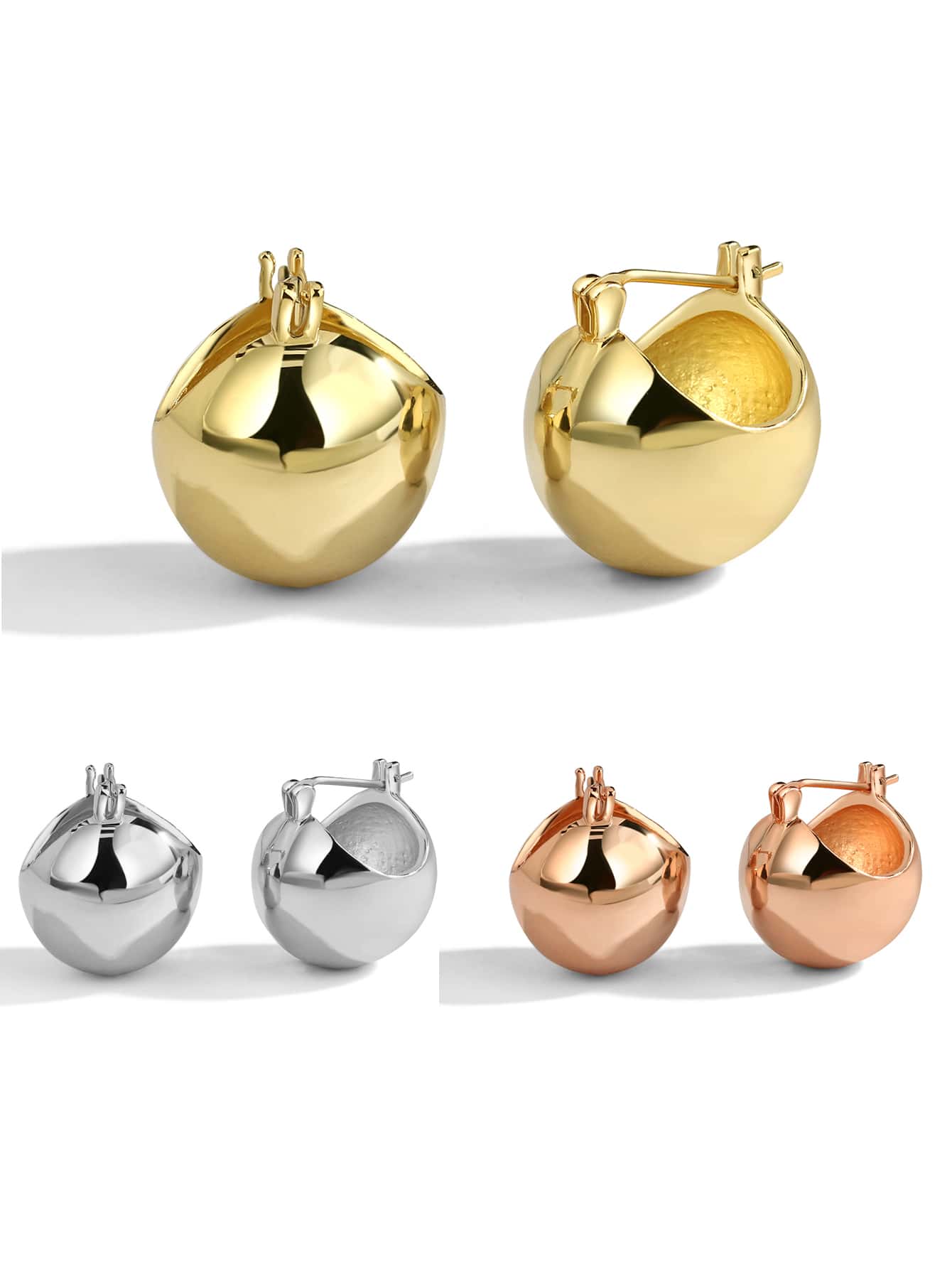 Charm-In 1 bông tai vòng tối giản trang sức đồng - Bạc - Xem 1
