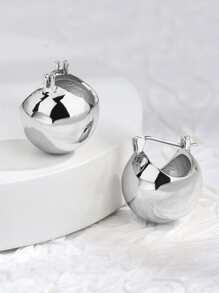 Charm-In 1 bông tai vòng tối giản trang sức đồng - Bạc - Xem 2