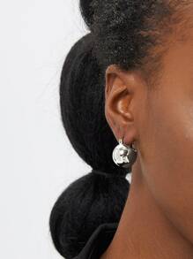 Charm-In 1 bông tai vòng tối giản trang sức đồng - Bạc - Xem 3