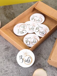 6 cái/bộ Sắt Huy Hiệu, Chữ Đồ Họa Bên Huy Hiệu Cho Đám Cưới - Nhiều màu - Xem 2