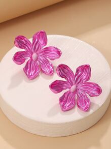 1 Đôi bông tai hoa nhiều màu sắc phóng đại, bông tai hoa núi nắng độc đáo dành cho nữ, trang sức thời trang thích hợp đeo hàng ngày và đi nghỉ - Màu Hồng Tươi - Xem 2