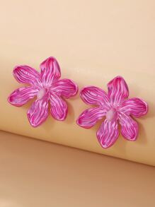 1 Đôi bông tai hoa nhiều màu sắc phóng đại, bông tai hoa núi nắng độc đáo dành cho nữ, trang sức thời trang thích hợp đeo hàng ngày và đi nghỉ - Màu Hồng Tươi - Xem 3