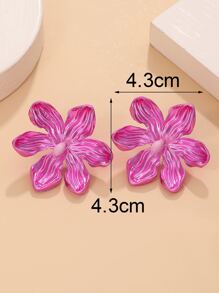 1 Đôi bông tai hoa nhiều màu sắc phóng đại, bông tai hoa núi nắng độc đáo dành cho nữ, trang sức thời trang thích hợp đeo hàng ngày và đi nghỉ - Màu Hồng Tươi - Xem 7