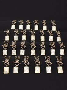 1 vòng cổ mặt dây chuyền chữ cái - Vàng - Xem 1